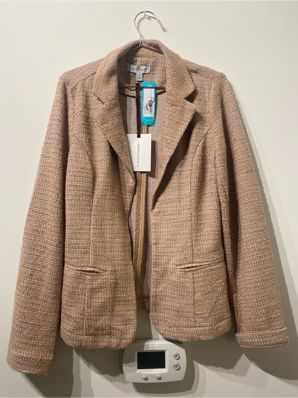41 Hawthorn Women's Tan Tweed Blazer Jacket
